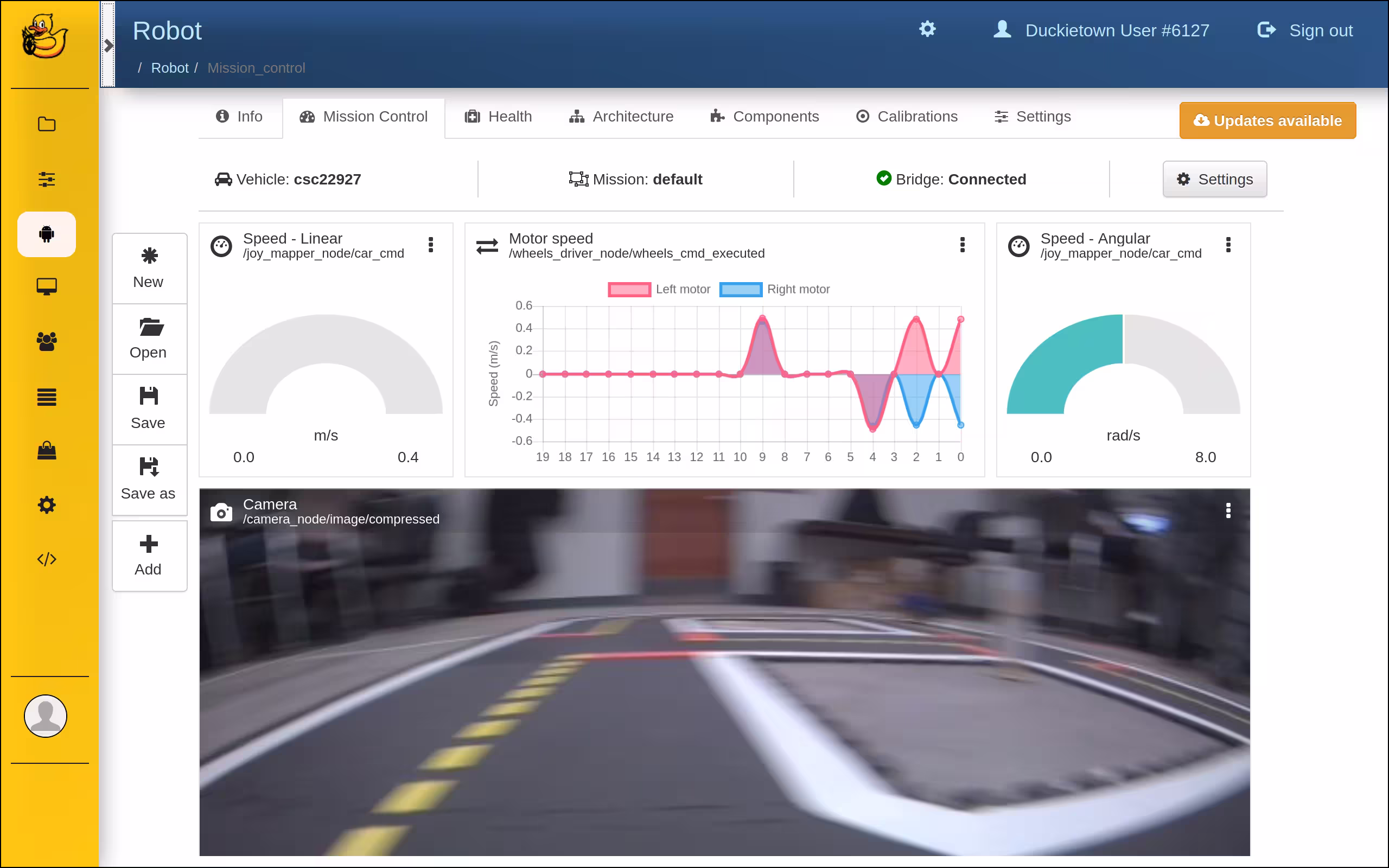 Motors of duckiebot spinning in a circle, as seen form the dashboard